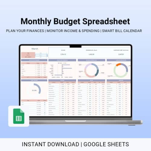 Monthly Budget Spreadsheet